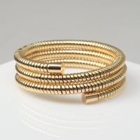 Браслет-пружинка &laquo;Рельеф&raquo; 3 ряда, цвет золото, d=6,5 см
