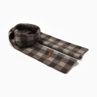 Шарф из монгольской шерсти Шоколадный "Шахматы" , цвет серый/коричневый Шарф из монгольской шерсти Шоколадный "Шахматы" , цвет серый/коричневый