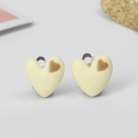 Клипсы детские &laquo;Выбражулька&raquo; сердце, цвет бежево-коричневый