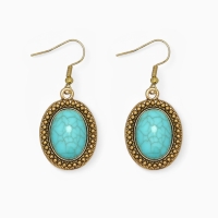 Серьги &laquo;Бирюзовый мир&raquo; круг, цвет голубой в чернённом серебре