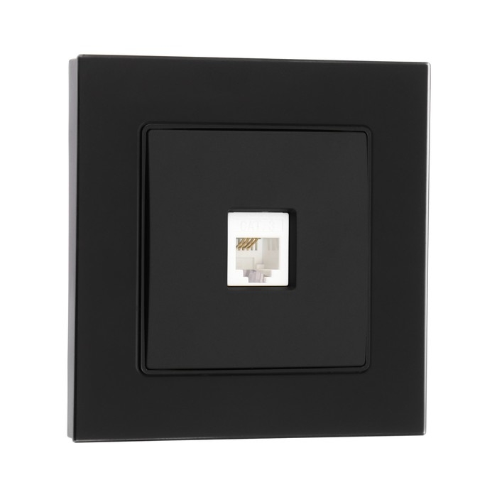 Розетка телефонная одноместная TOT Matte Glass, скрытая, стекло, черная Розетка телефонная одноместная TOT Matte Glass, скрытая, стекло, черная