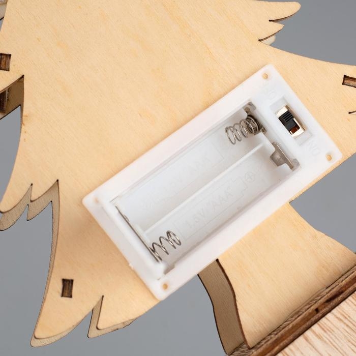 Светодиодная фигура &laquo;Ёлка с оленем&raquo; 12 &times; 20 &times; 5 см, дерево, батарейки АААх2 (не в комплекте), свечение тёплое белое