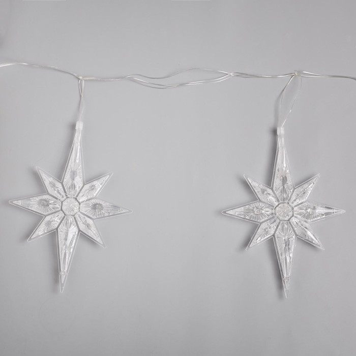 Гирлянда &laquo;Нить&raquo; 2 м с насадками &laquo;Полярная звезда&raquo;, IP20, прозрачная нить, 30 LED, свечение мульти (RG/RB), мигание, 220 В