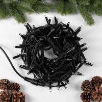 Гирлянда &laquo;Нить&raquo; 10 м, IP65, УМС, тёмная каучуковая нить, 100 LED, свечение белое, 220 В