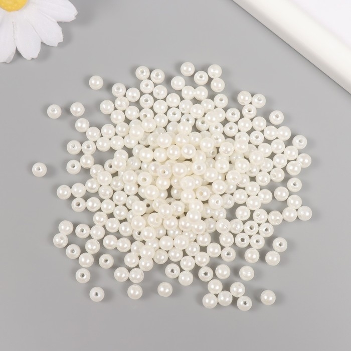 Набор бусин Набор бусин "Жемчуг" d 6 мм, 250 гр, молочный