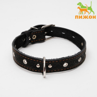 Ошейник кожаный тисненый однослойный, безразмерный, 3 х 60 см, ОШ 42-55 см, микс цветов