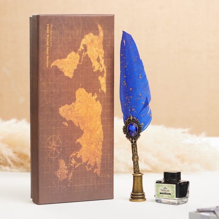 Набор подарочный 3в1 "Герби": перьевая ручка, чернила, наконечники, синий