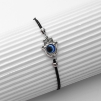 Браслет-оберег &laquo;Рука счастья Хамса&raquo;, цвет чёрно-синий с чернёным серебром, d=9 см