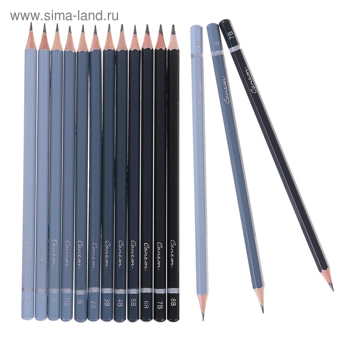 Набор карандашей чернографитных разной твёрдости ЗХК Набор карандашей чернографитных разной твёрдости ЗХК "Сонет", 12 штук, 8B-2H, 12941432