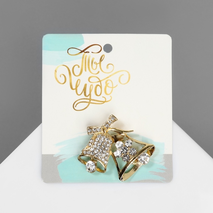 Брошь &laquo;Колокольчики&raquo;, цвет белый в золоте