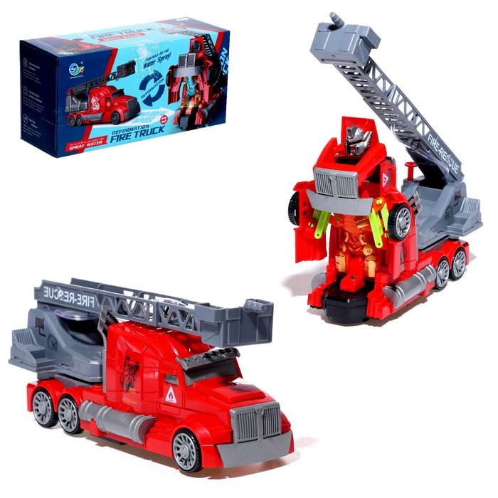 Робот &laquo;Пожарный&raquo;, трансформируется, стреляет водой, световые и звуковые эффекты