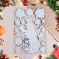 Наклейки на окна "Новогодние" снеговик, 48х24 см Наклейки на окна "Новогодние" снеговик, 48х24 см