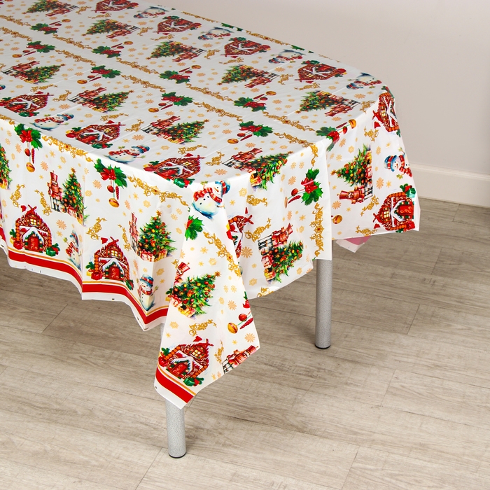 Скатерть новогодняя одноразовая &laquo;Снеговик&raquo;, 180х137 см