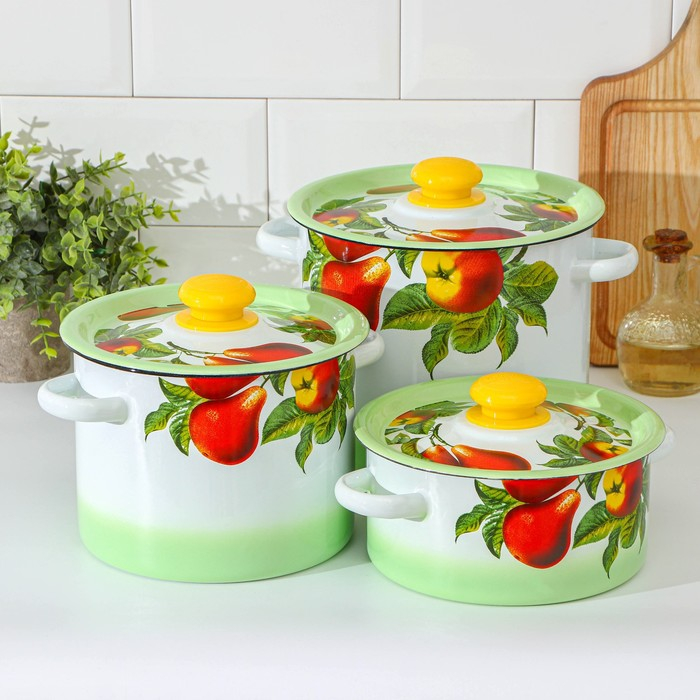 Набор кастрюль &laquo;Дары лета&raquo;, 3 предмета: 2 л, 3,5 л, 5,5 л, индукция