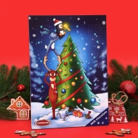 Новый год. Адвент-календарь с мини-плитками из молочного шоколада "Новогодний олень", 50 г