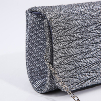 Сумка-клатч на магните, длинная цепь, цвет светло-серый