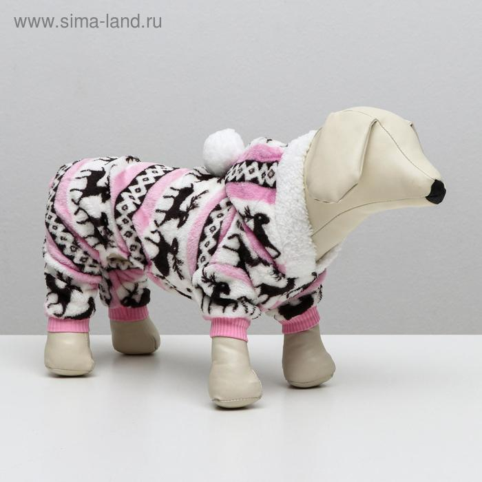 Комбинезон Комбинезон "Олени" с капюшоном, размер XXL (ДС 45 см, ОГ 55 см, ОШ 45 см), розовый