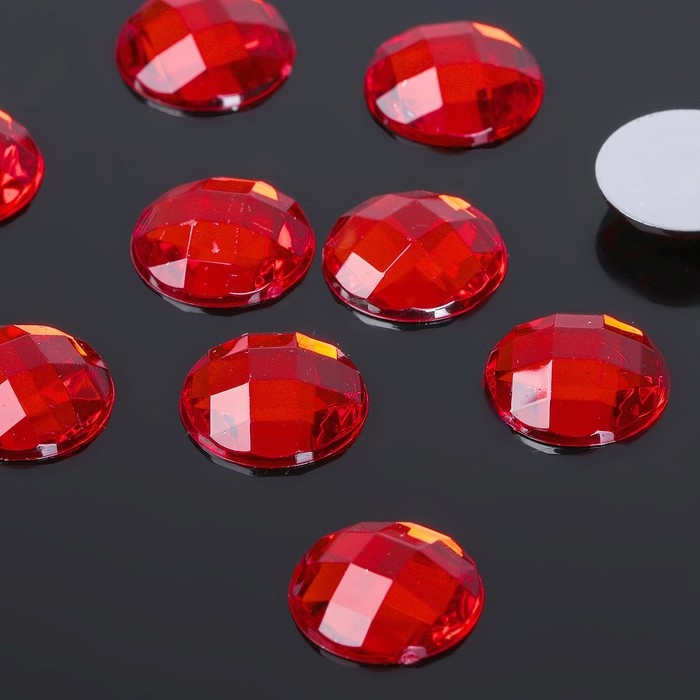 Стразы плоские клеевые (набор 10 шт.), 14 мм, цвет красный Стразы плоские клеевые (набор 10 шт.), 14 мм, цвет красный