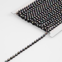 Стразы на нитях, с голографией, 4 мм, 9 &plusmn; 1 м, цвет чёрный