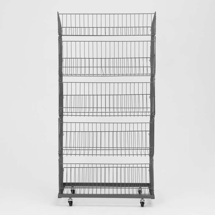 Накопитель разборный на колесах, 5 корзин, 70&times;43&times;147, цвет серый