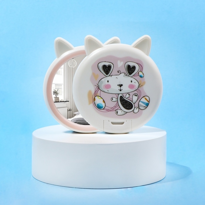 Зеркало карманное &laquo;Зверюшки&raquo;, d = 5,5 см, цвет белый