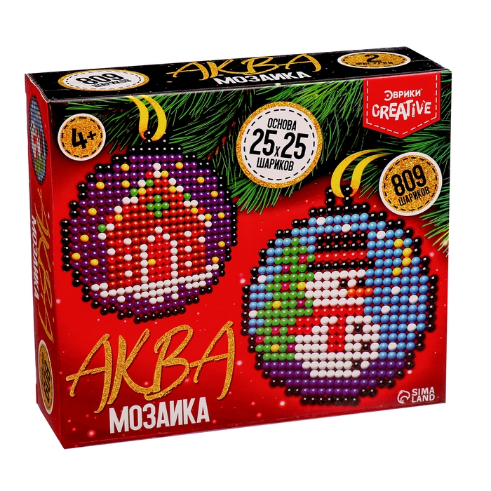 Аквамозаика &laquo;Шары с домиком и снеговичком&raquo;, 2 фигурки, 809 шариков