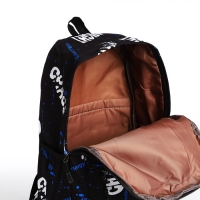 Рюкзак молодёжный из текстиля на молнии, 3 кармана, цвет чёрный/синий