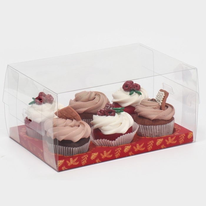 Коробка для капкейка &laquo;Золото&raquo;, 23 х 16 х 11.5 см, Новый год