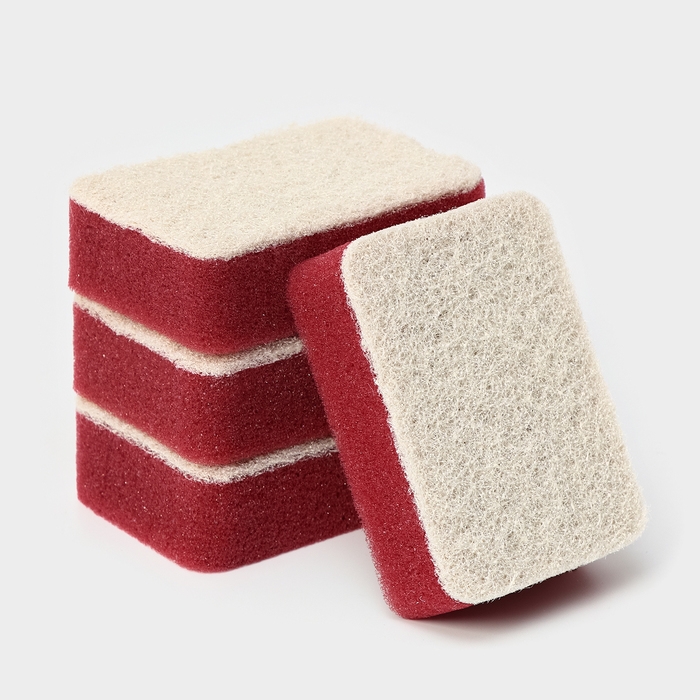 Губка для посуды с ионами серебра Raccoon, 4 шт, 9,5&times;6,5&times;3 см