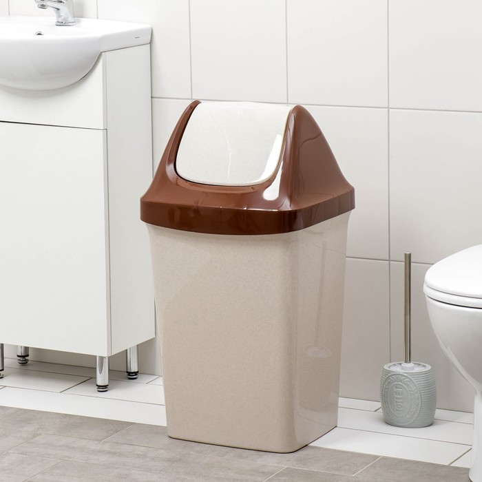 Контейнер для мусора &laquo;Свинг&raquo;, 50 л, цвет бежевый мрамор