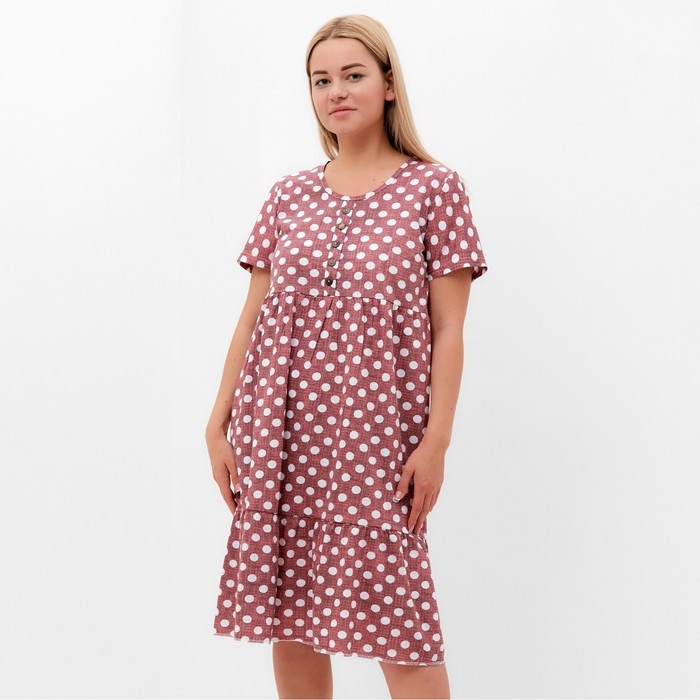 Платье женское в горох, цвет кофейный, размер 48 Платье женское в горох, цвет кофейный, размер 48