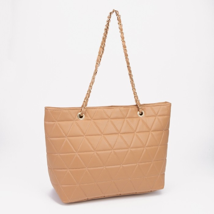 Сумка-шопер женская на молнии, цвет бежевый