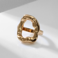 Кольцо металл &laquo;Тренд&raquo; мятый овал, цвет золото, размер 17