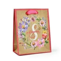 Пакет подарочный крафтовый &laquo;8 марта&raquo;, S 12 х 5.5 х 15 см