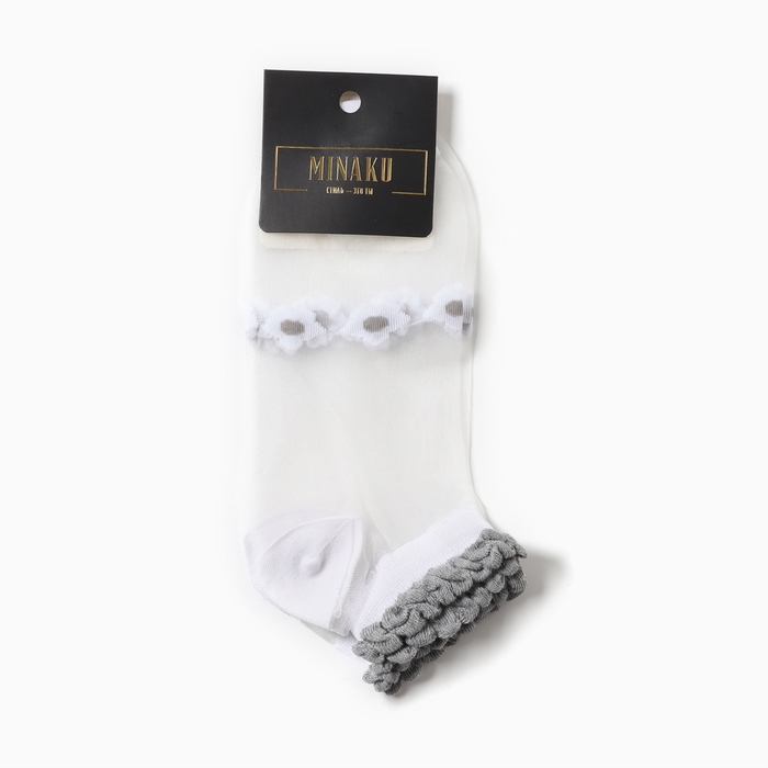 Носки женские стеклянные MINAKU &laquo;Цветы&raquo;, цвет белый, размер 36-37 (23 см)