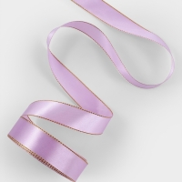 Лента атласная, с золотым люрексом, 25 мм, 23&plusmn;1 м, сиреневая №044