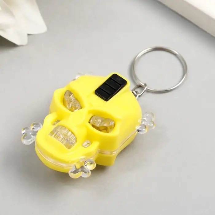 Фонарик свет на кольце "Череп" мигает МИКС