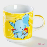 Набор детской посуды из керамики Доляна &laquo;Слонёнок&raquo;, 3 предмета: кружка 230 мл, миска 400 мл, тарелка d=18 см