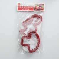 Набор форм для печенья Доляна &laquo;Балет&raquo;, 2 шт, пачка 8&times;7&times;2, балерина 8&times;5,5&times;2 см, цвет красный