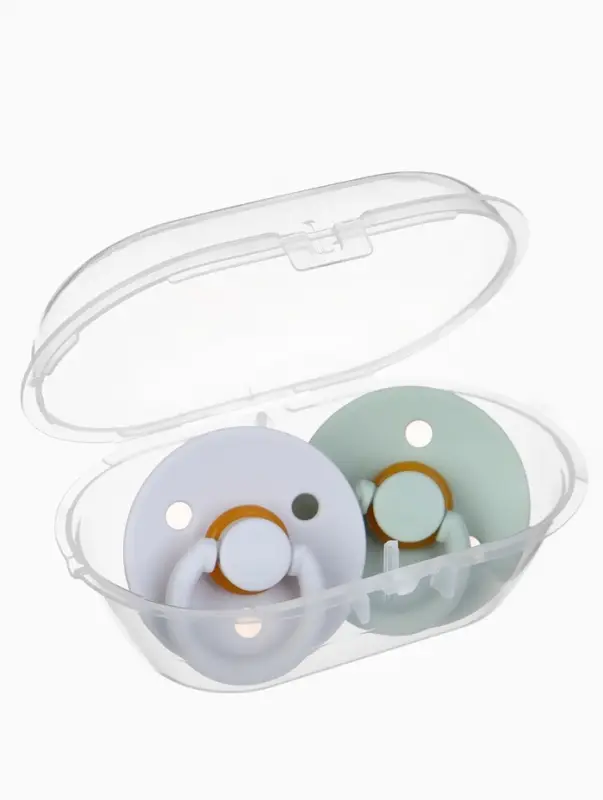 Набор классических пустышек, 2 шт., латекс, зелёный/серый, в контейнере, от 3 мес., M&B