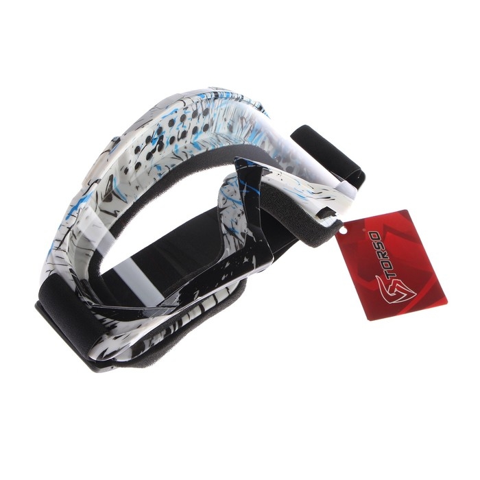 Очки-маска для езды на мототехнике, стекло прозрачное, белый-синий-чёрные, ОМ-23