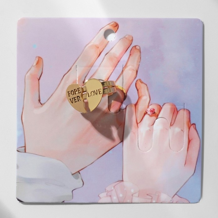 Набор колец 2 штуки «Сердце» половинки, цвет золото, 17 размер Набор колец 2 штуки «Сердце» половинки, цвет золото, 17 размер