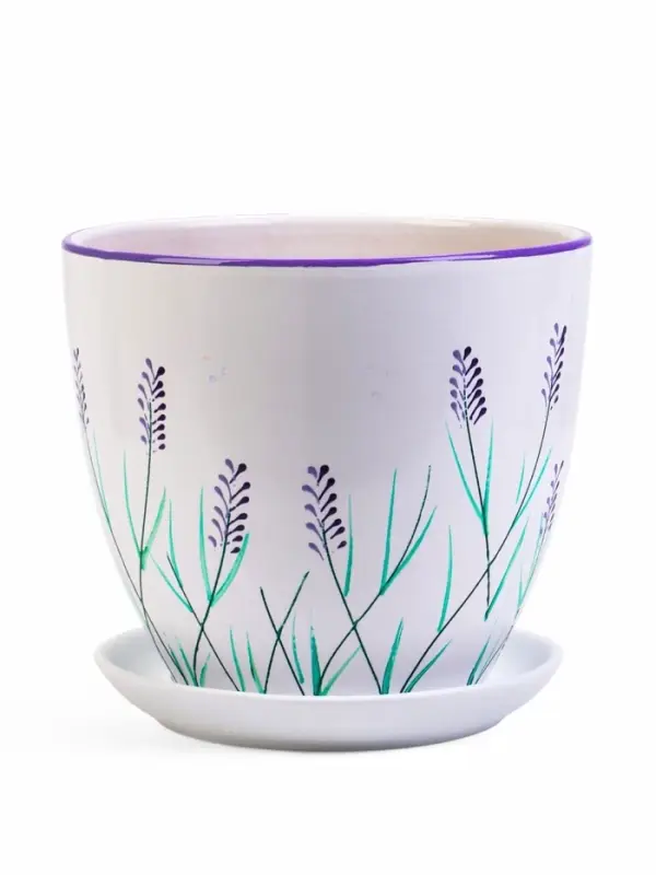 Набор горшков цветочный поддоном 4 шт 0,4 / 1 / 2,5 / 5 л керамика, Лаванда