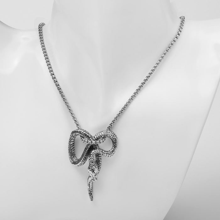 Новый год! Символ года 2025! Кулон &laquo;Змея&raquo;, цвет серебро, 60 см