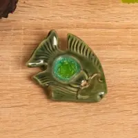 Подставка под благовония "Экзотическая рыбка" керамика, цв. зелёный, 6х5х1 см