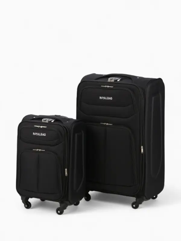 Чемодан 20", Текст, 37*23*55, отд на молнии, 2 нар/карм, увелич, код замок, 4 колеса, черный   10872