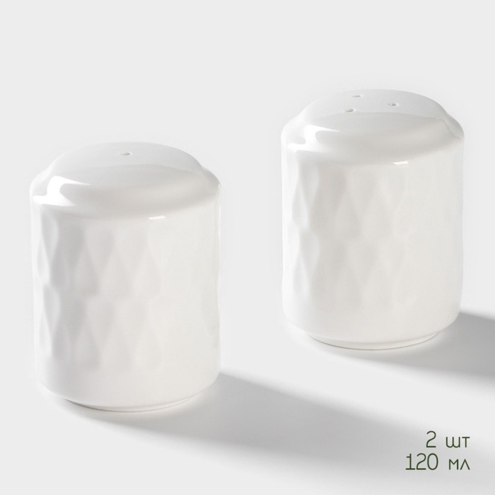 Набор керамический для специй на бамбуковой подставке BellaTenero &laquo;Герда&raquo;, 3 предмета: солонка 120 мл, перечница 120 мл, сахарница с ложкой 220 мл, цвет белый