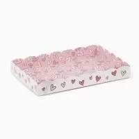 Коробка для кондитерских изделий с пластиковой крышкой &laquo;Сердца&raquo;, 22 х 15 х 3 см