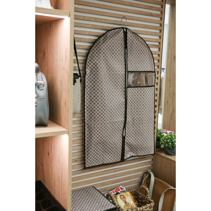 Чехол для одежды Доляна &laquo;Браун&raquo;, ПВХ окно, плотный, 90&times;60 см, цвет коричневый