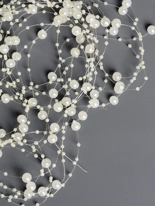 Гирлянда для декора из бусин, айвори - крем